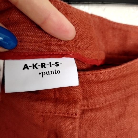 Akris Punto linen wide leg crop high rise pants sz 10 - Picture 6 of 10